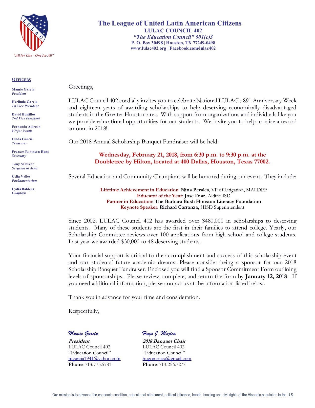 2018 LULAC Council 402 Banquet