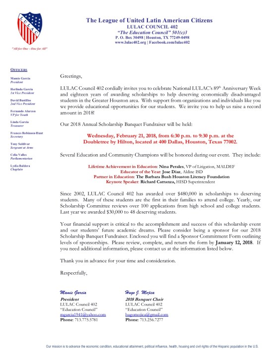 2018 LULAC Council 402 Banquet
